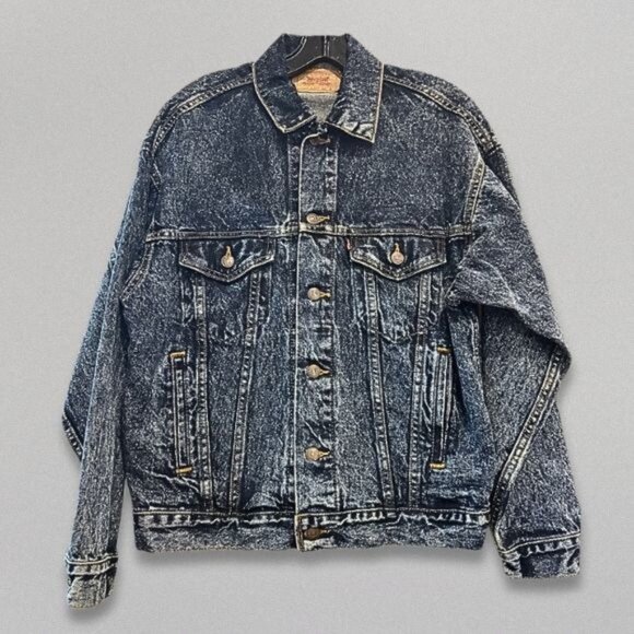 Vintage 80's Levi's 70507 0227 Trucker Jeans Jacket Acid Wash Denim Blue Men's S - Picture 1 of 13